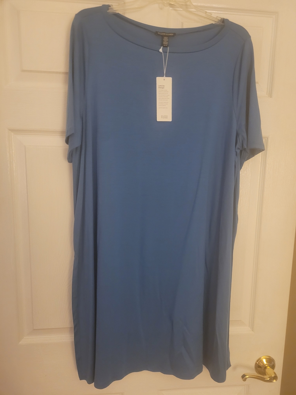 Eileen Fisher Vibrant Blue Short Sleeve Jersey Dress
